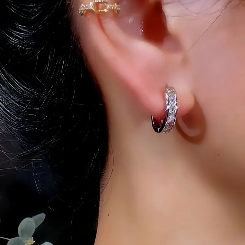 14K Gold-Plated Exquisite Diamond Hoop Earrings Earrings
