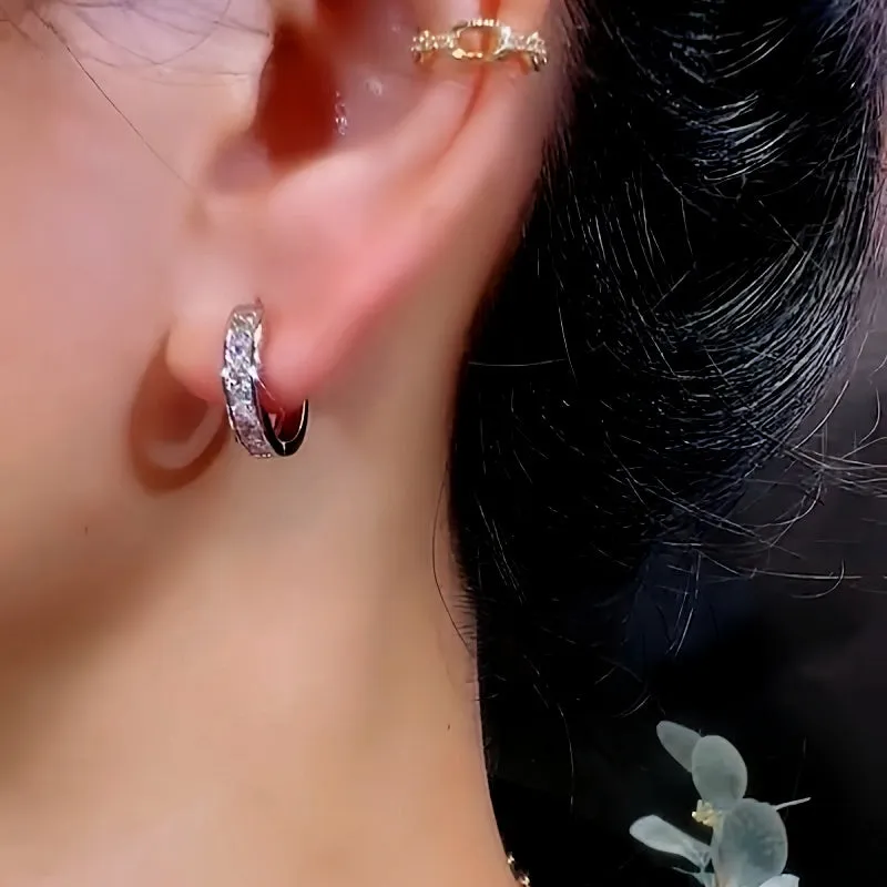 14K Gold-Plated Exquisite Diamond Hoop Earrings Earrings