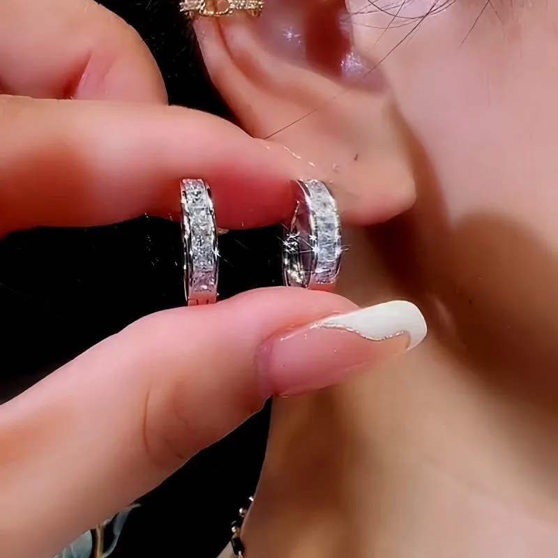 14K Gold-Plated Exquisite Diamond Hoop Earrings Earrings
