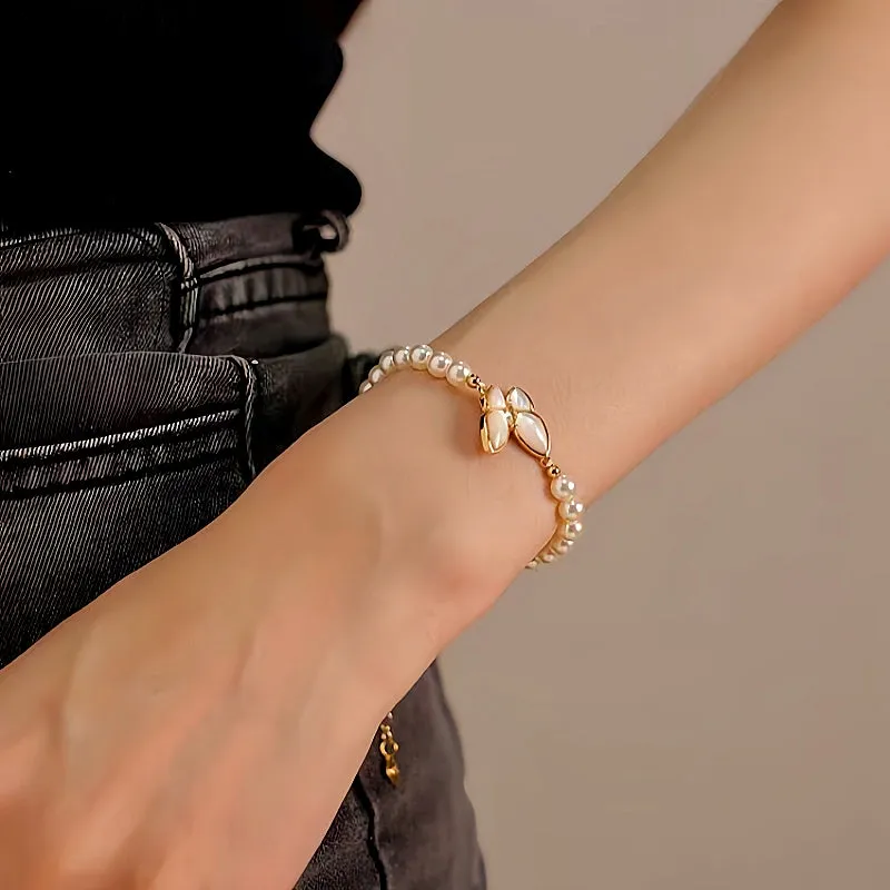 14K Gold-plated Exquisite Pearl Butterfly Bracelets