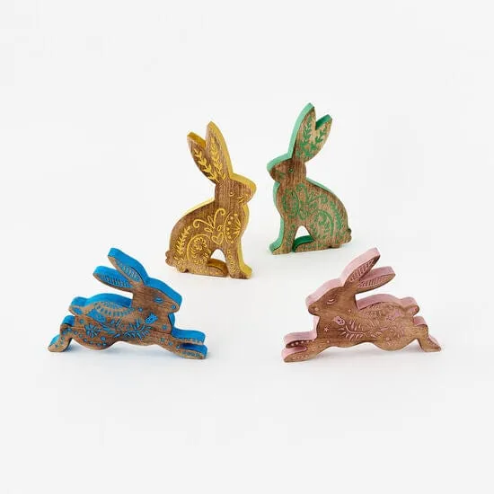 180 Degrees Wood Carved Silhouette Bunny