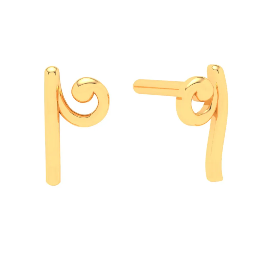 22KT Unique Shaped Gold Stud Earrings From Online Exclusive Collection