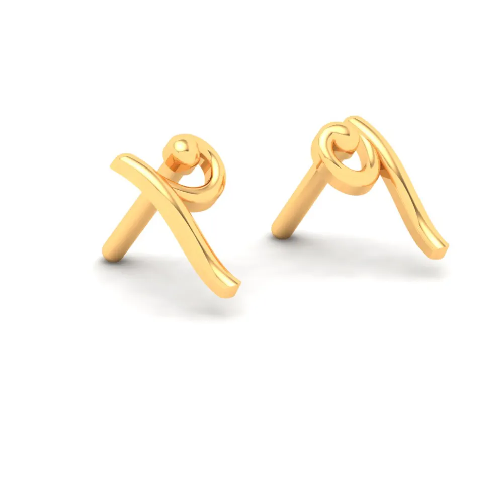 22KT Unique Shaped Gold Stud Earrings From Online Exclusive Collection