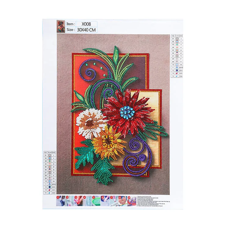 5D DIY  Special-Shaped Diamond- flower 30*40cm