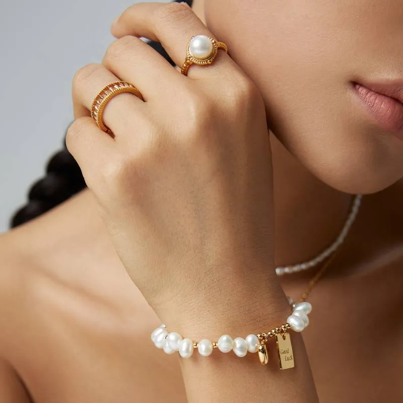 8mm Freshwater Pearl Ring -Gold Vermeil