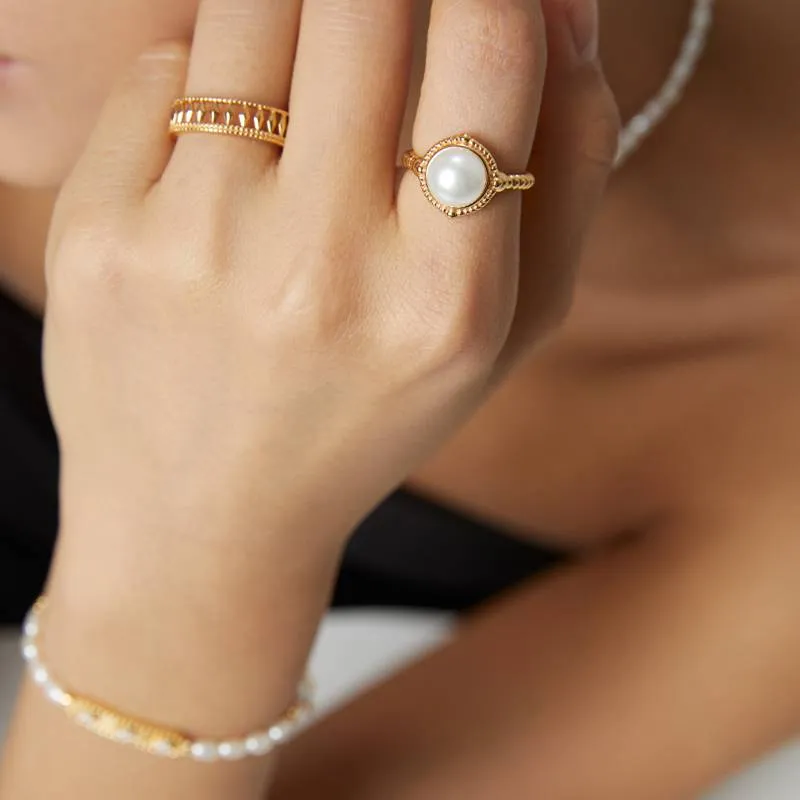 8mm Freshwater Pearl Ring -Gold Vermeil