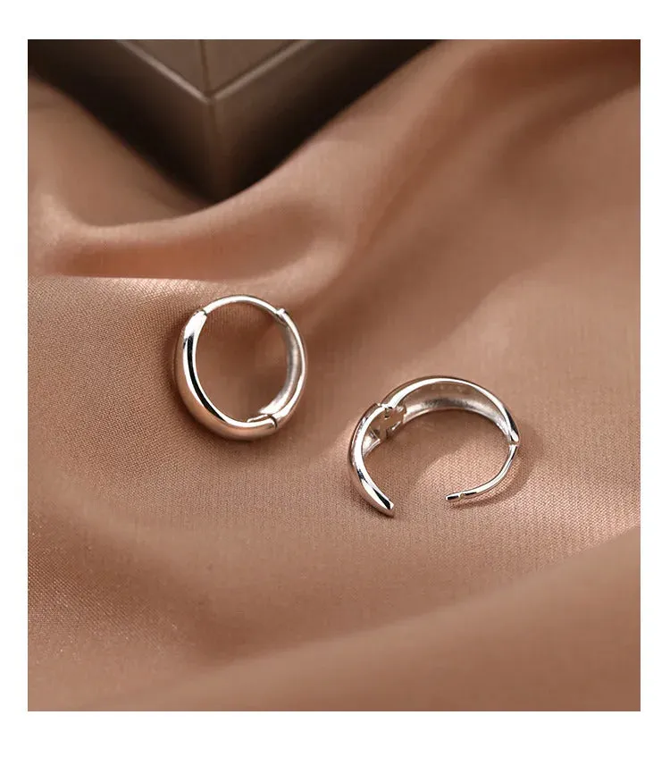 925 Sterling Silver Hot Sale Korean Geometric Hoop Earrings Simple Temperament Exquisite Hot Semale Sexy Jewelry Gift