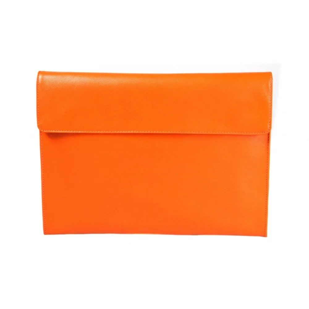 A4 Leather Envelope Folder - Orange Saffiano