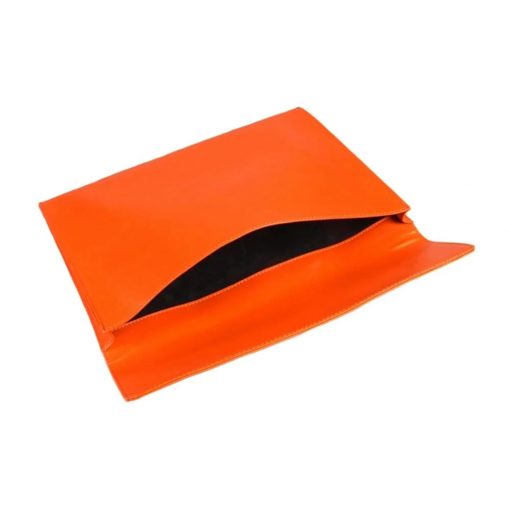 A4 Leather Envelope Folder - Orange Saffiano