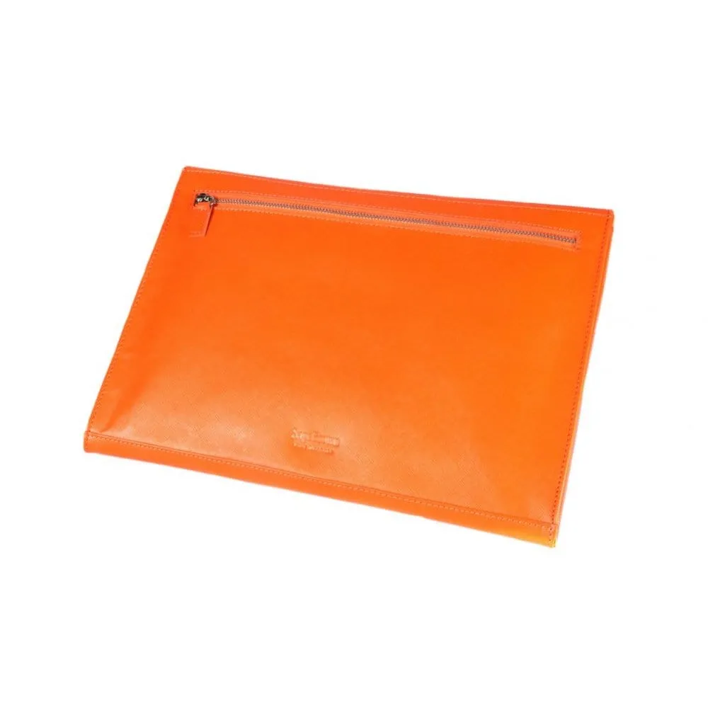 A4 Leather Envelope Folder - Orange Saffiano