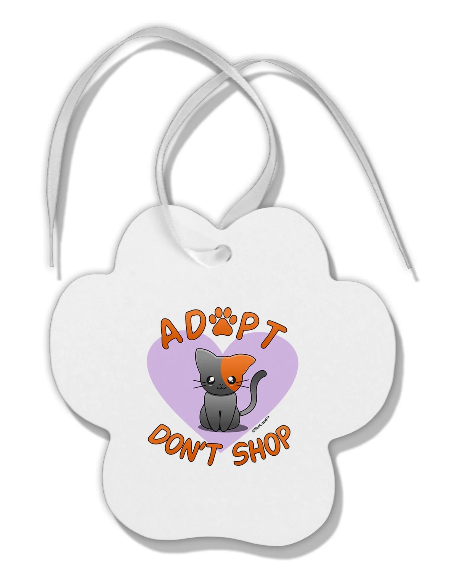 Adopt Don't Shop Cute Kitty Paw Print Shaped Ornament