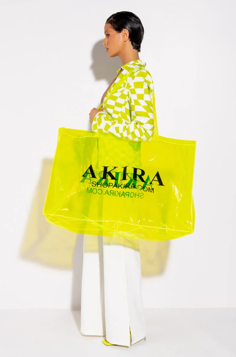 AKIRA PVC XXL SHOPPING BAG IN NEON YELLOW