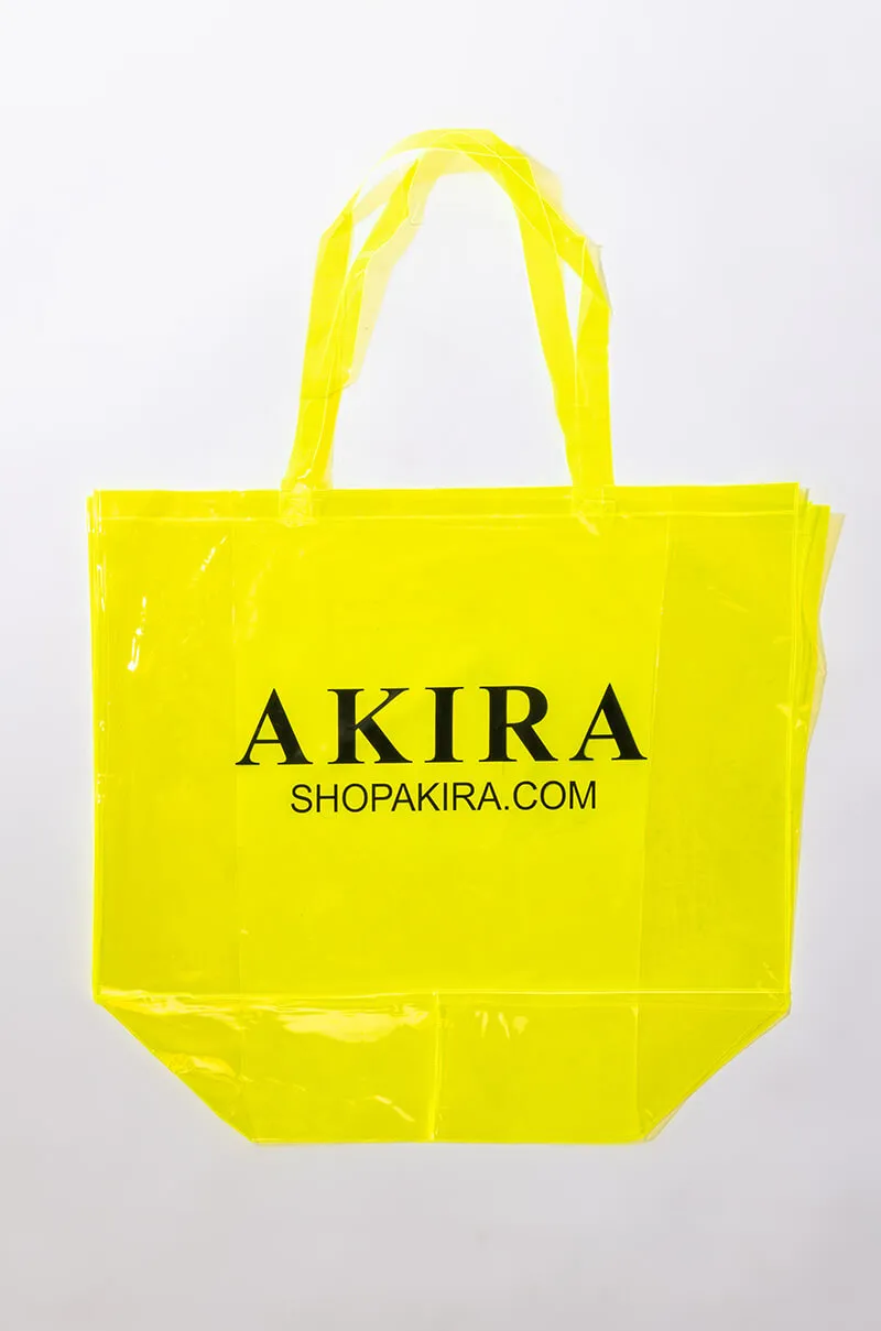 AKIRA PVC XXL SHOPPING BAG IN NEON YELLOW