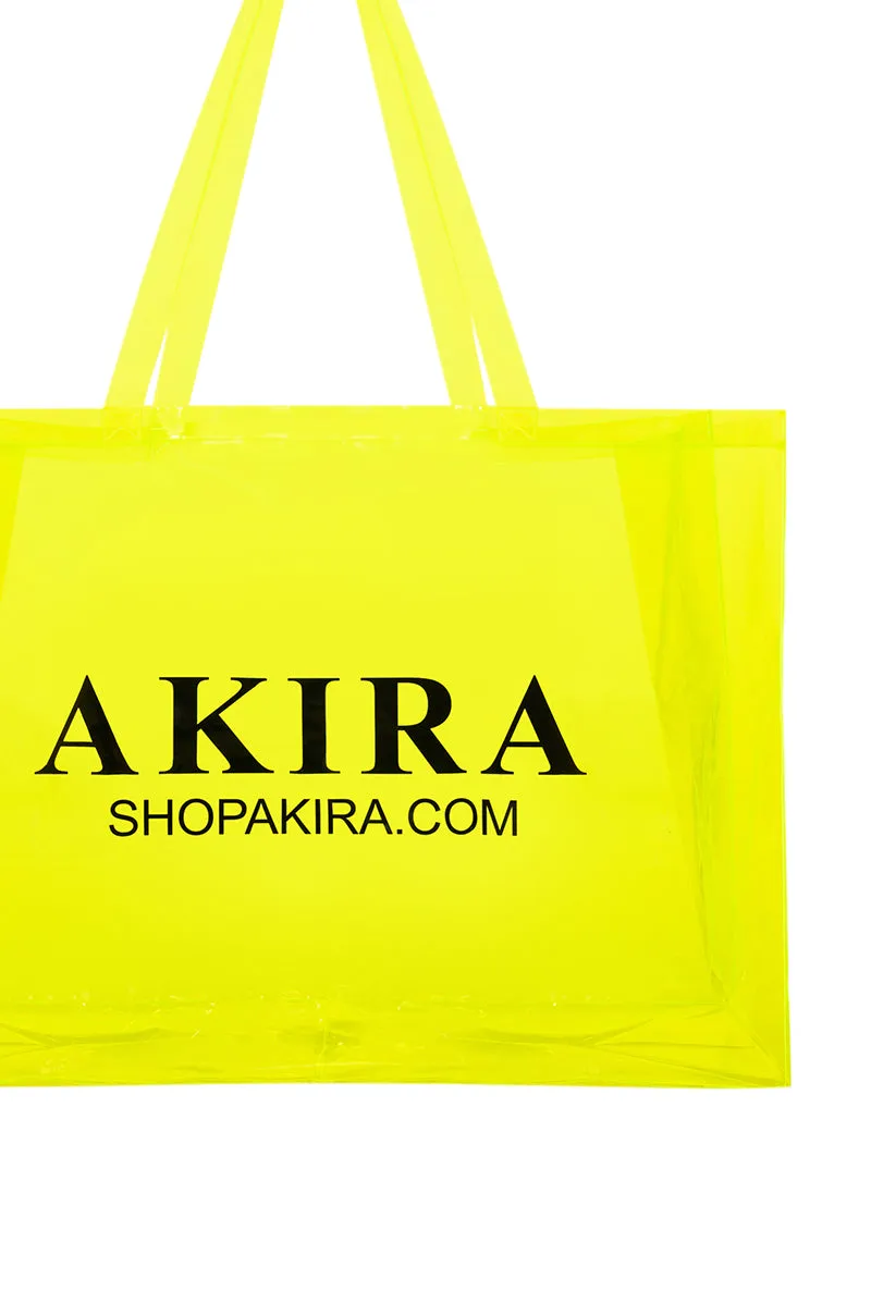 AKIRA PVC XXL SHOPPING BAG IN NEON YELLOW