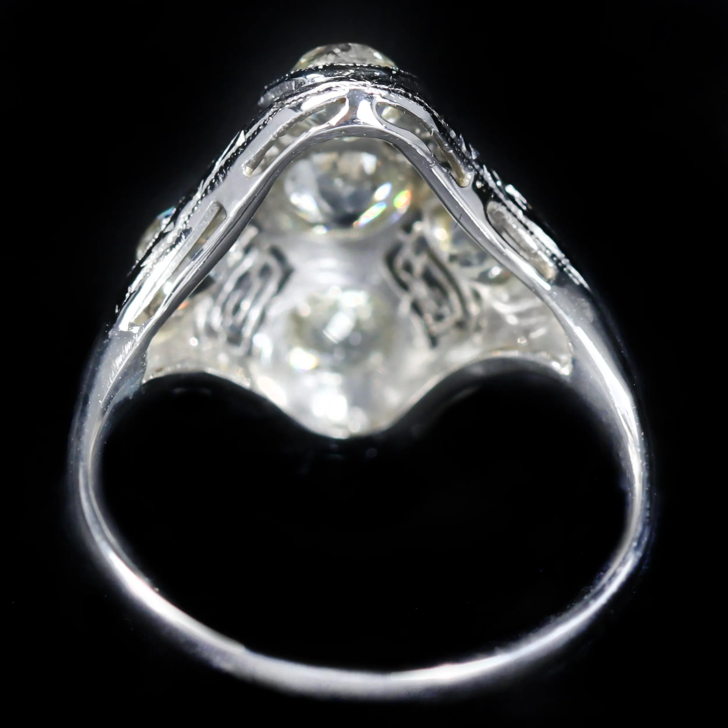 Art Deco Platinum 1.50 CTW Old Mine Cut Diamond Ring