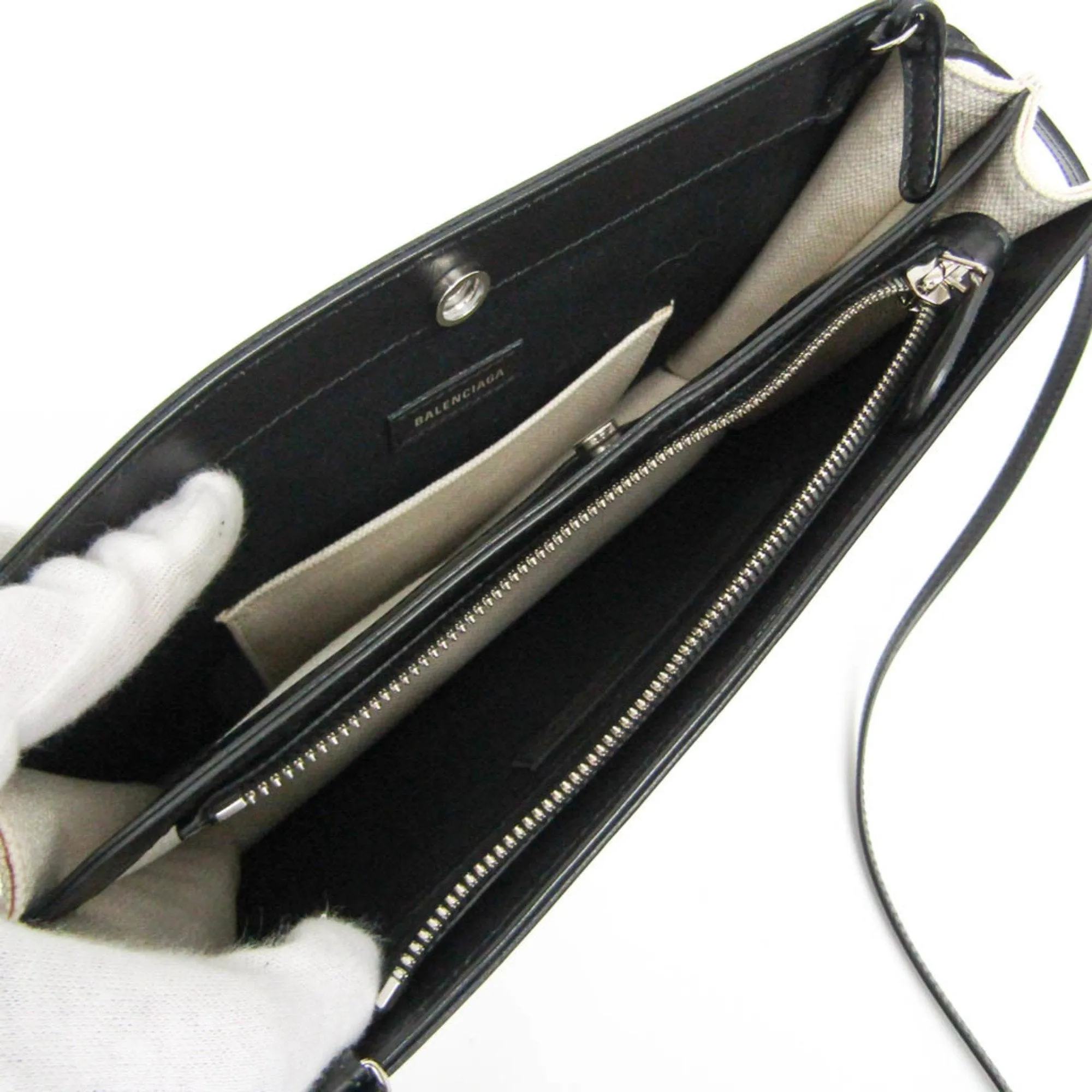 Balenciaga Navy pouch White Canvas Bag