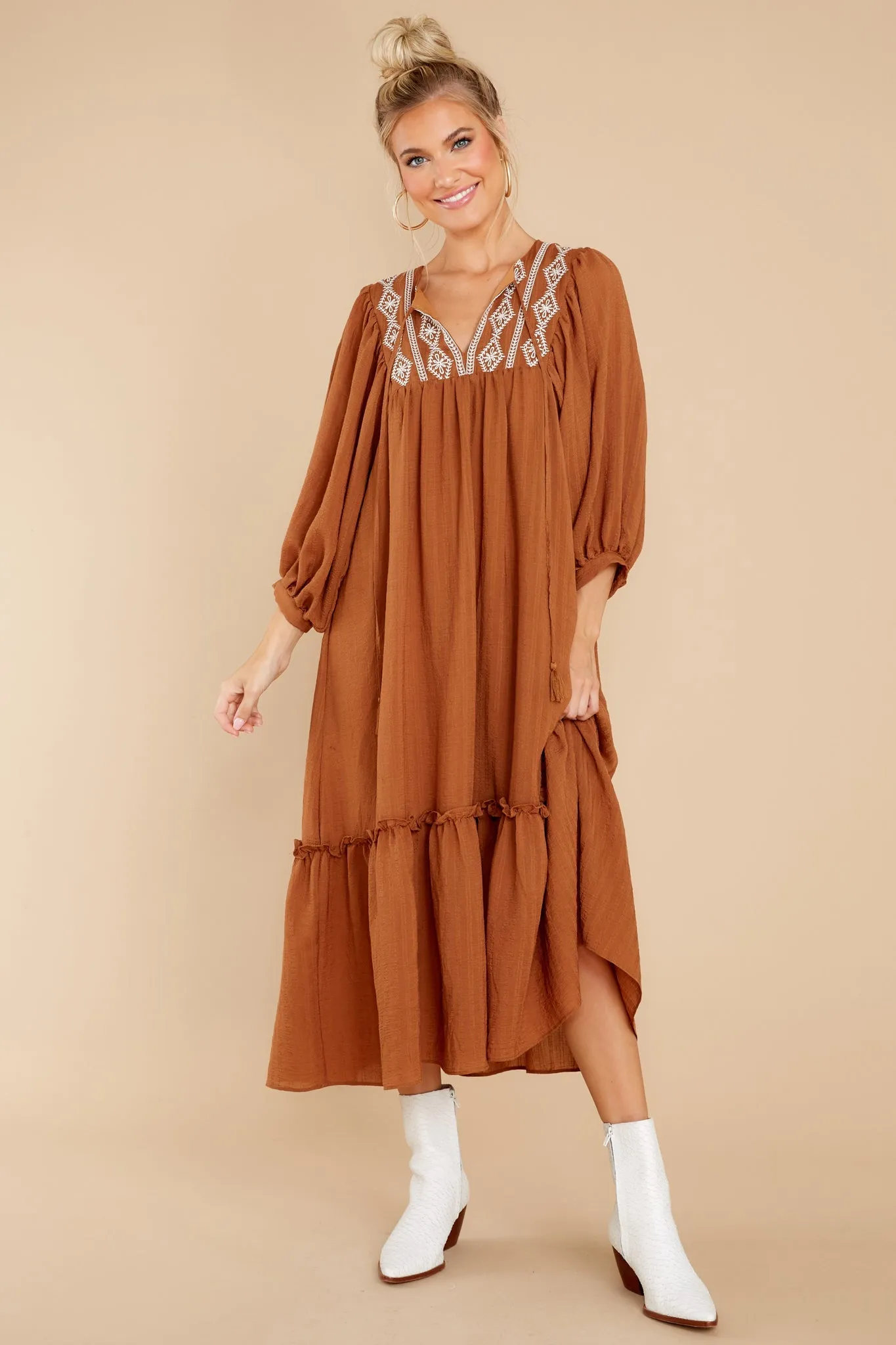 Beautiful Belle Cinnamon Midi Dress