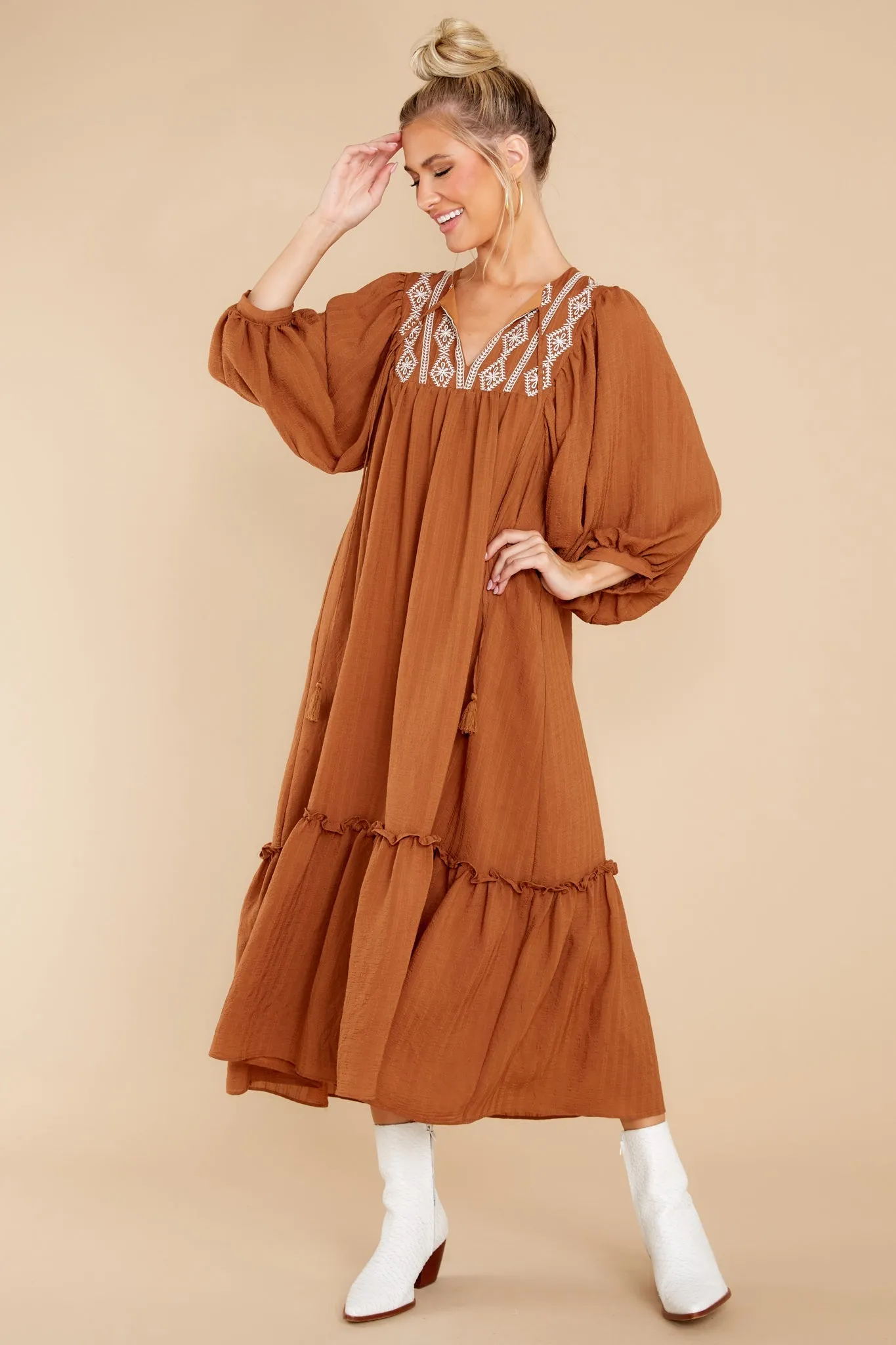 Beautiful Belle Cinnamon Midi Dress