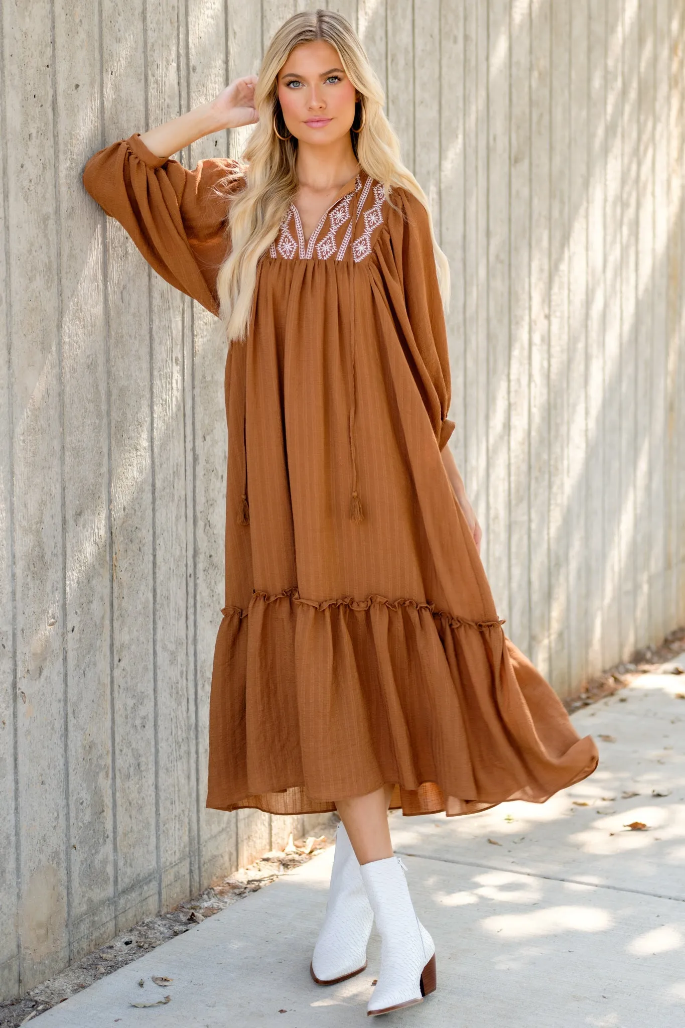 Beautiful Belle Cinnamon Midi Dress