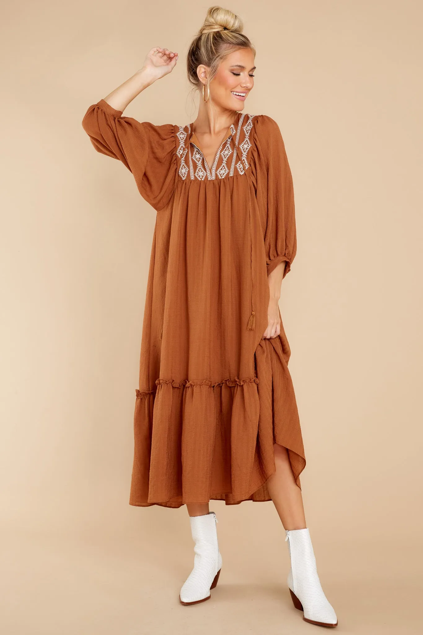 Beautiful Belle Cinnamon Midi Dress