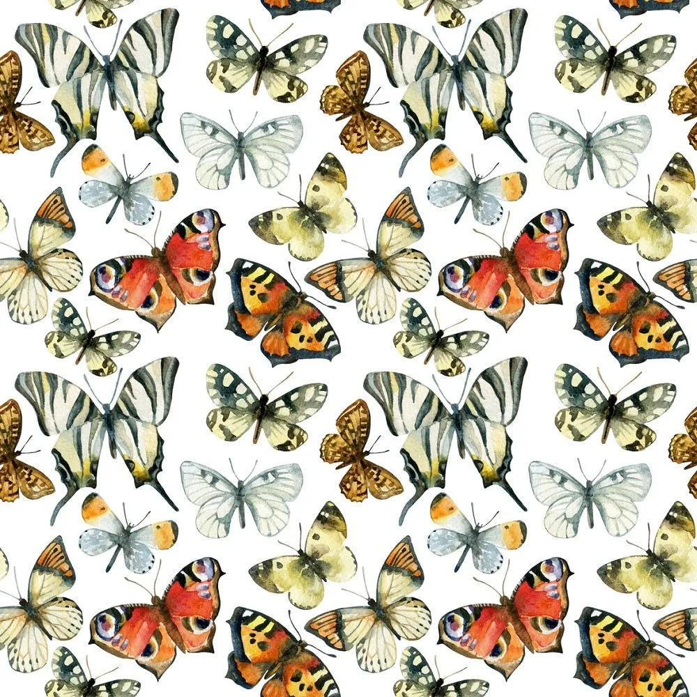 Beautiful Butterflies Fabric - White