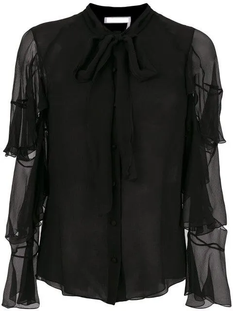 Black Frill Sleeve Blouse
