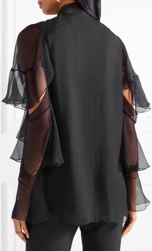 Black Frill Sleeve Blouse