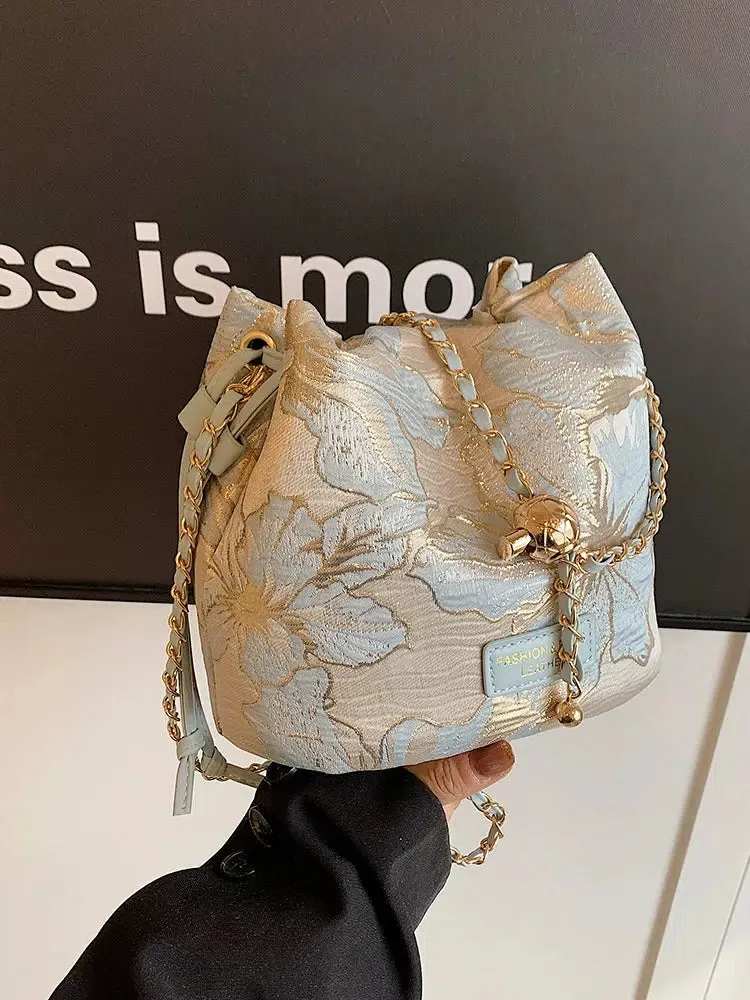 Butterfly Pattern Chain Strap Bucket Bag