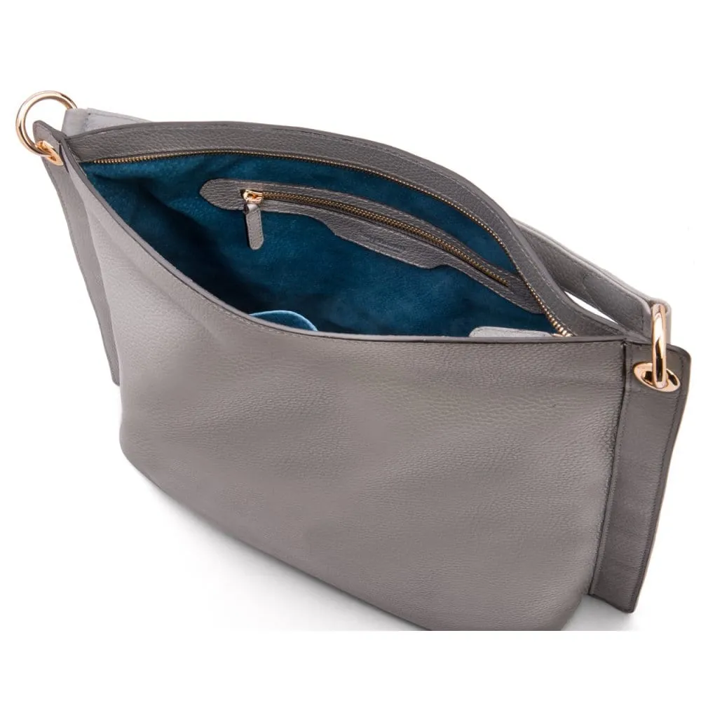Carol Ann Slouchy Leather Shoulder Bag - Grey