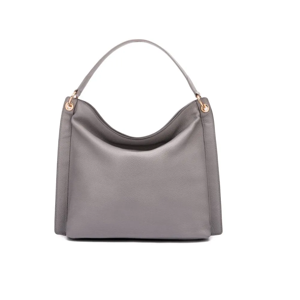 Carol Ann Slouchy Leather Shoulder Bag - Grey