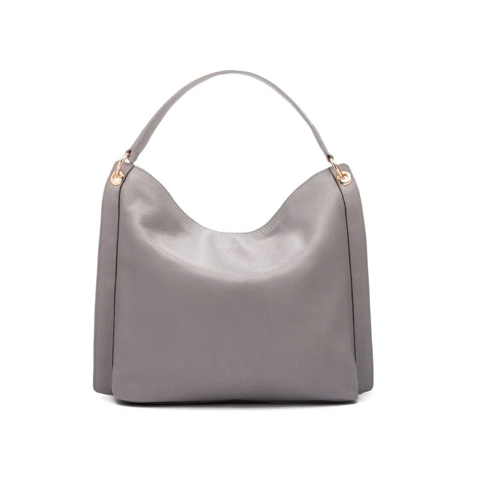 Carol Ann Slouchy Leather Shoulder Bag - Grey