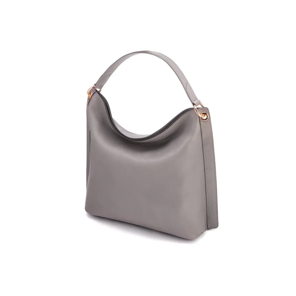 Carol Ann Slouchy Leather Shoulder Bag - Grey