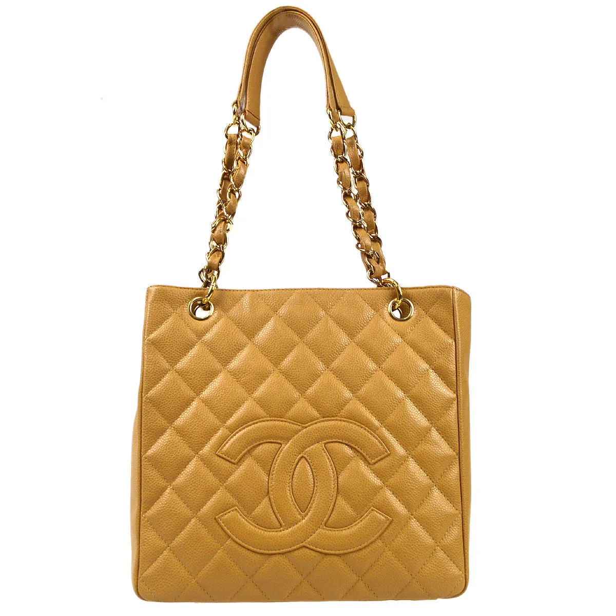 CHANEL 2004-2005 Petite Shopping Tote PST Beige Caviar 97426