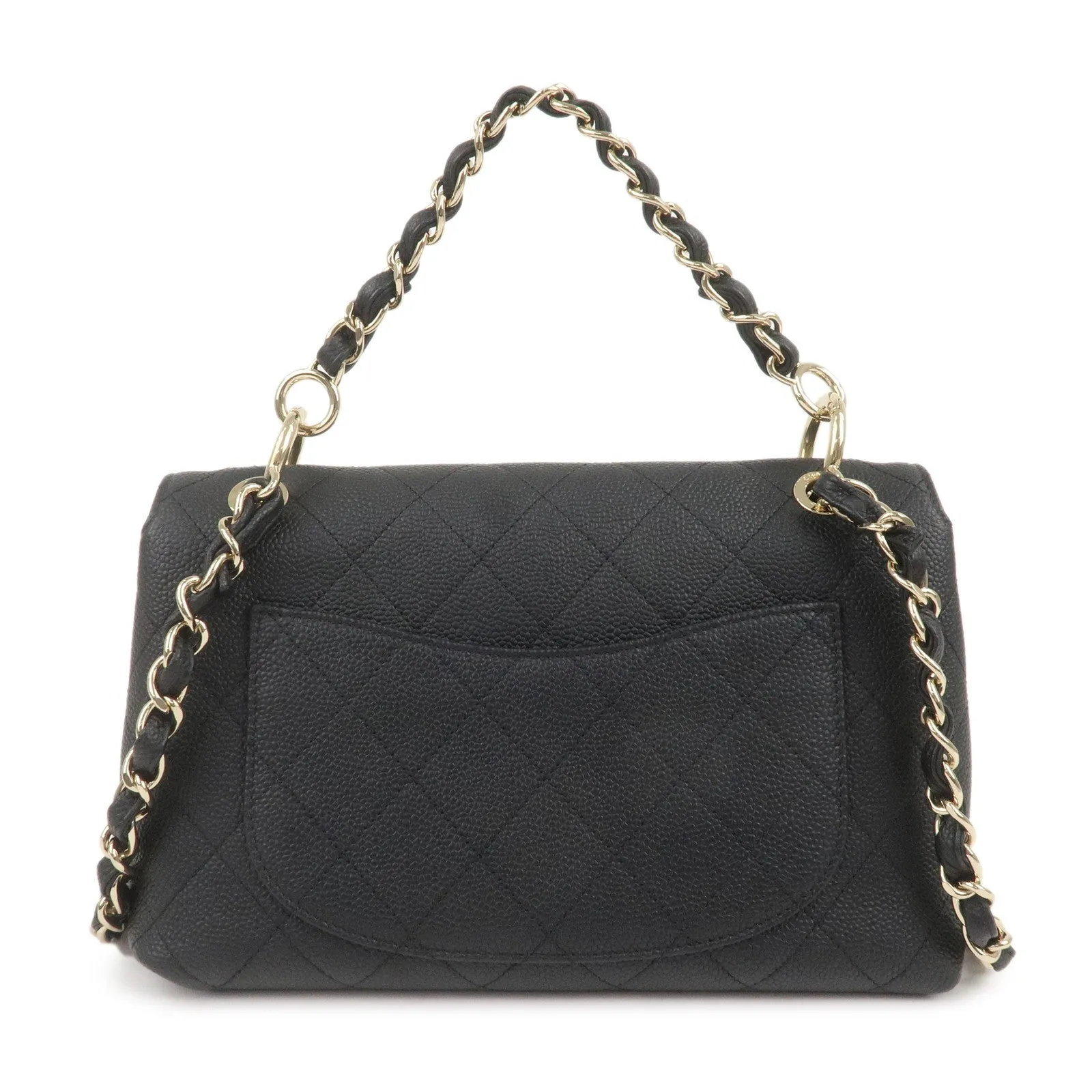 CHANEL Matelasse Caviar Skin 2Way Chain Shoulder Bag Black