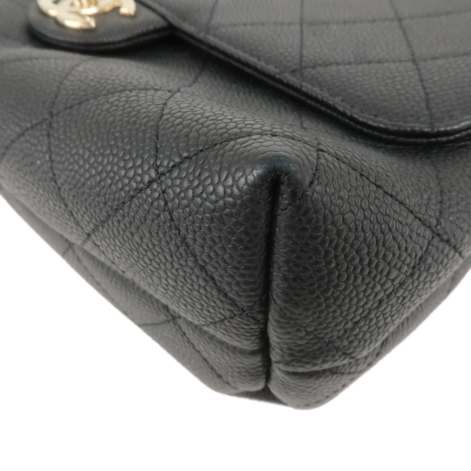CHANEL Matelasse Caviar Skin 2Way Chain Shoulder Bag Black