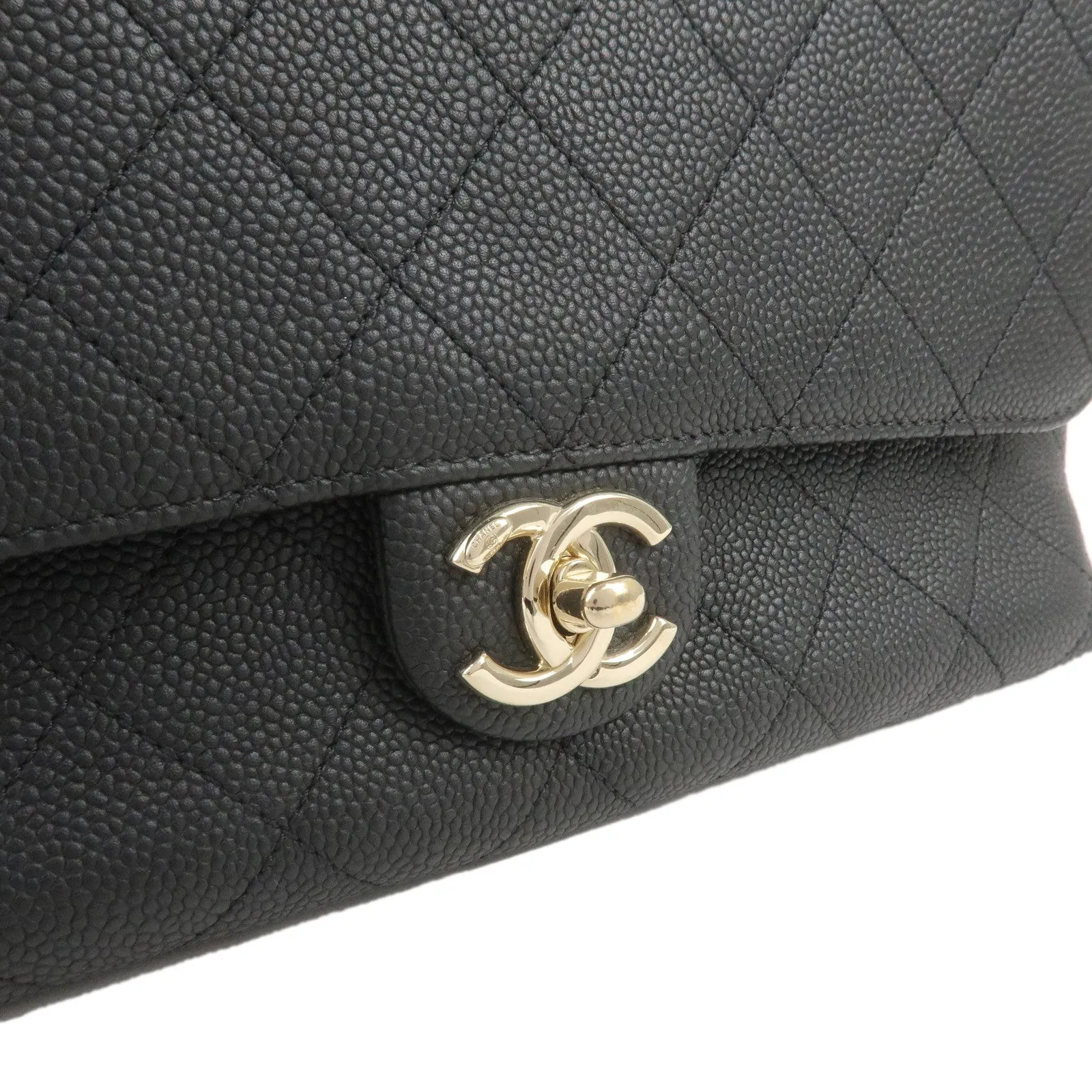 CHANEL Matelasse Caviar Skin 2Way Chain Shoulder Bag Black