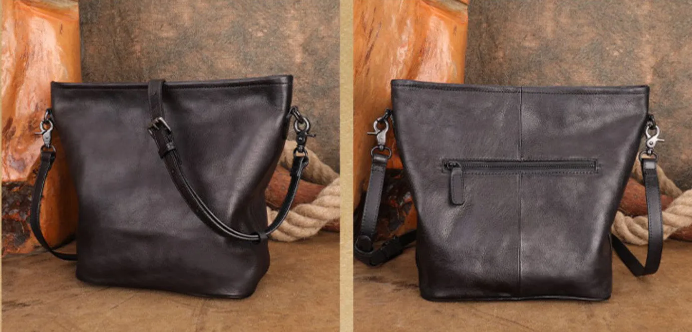 Chic Womens Leather Over The Shoulder Bag Black Crossbody Bags For Women