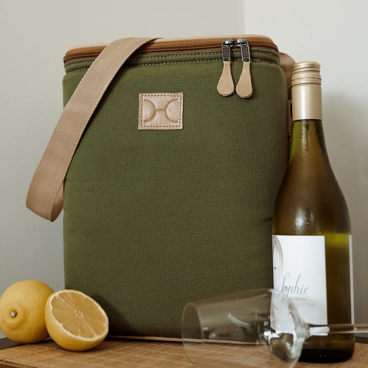 Corporate Long Tom Wine Cooler Canvas & Leather Hard Plastic Inner
