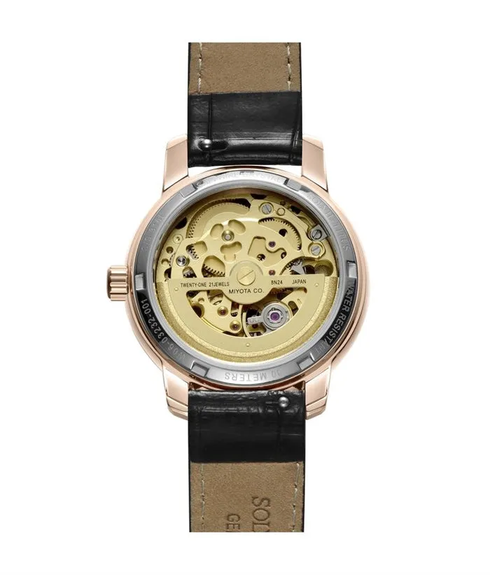 Exquisite 3 Hands Mechanical Leather Women Watch W06-03232-001