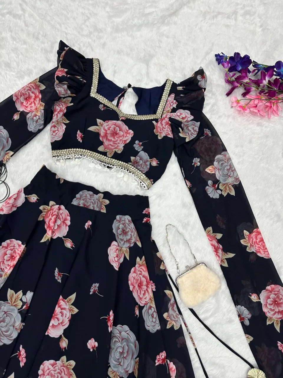 Exquisite Black Real Kalamkari Lehnga with Modern Touch