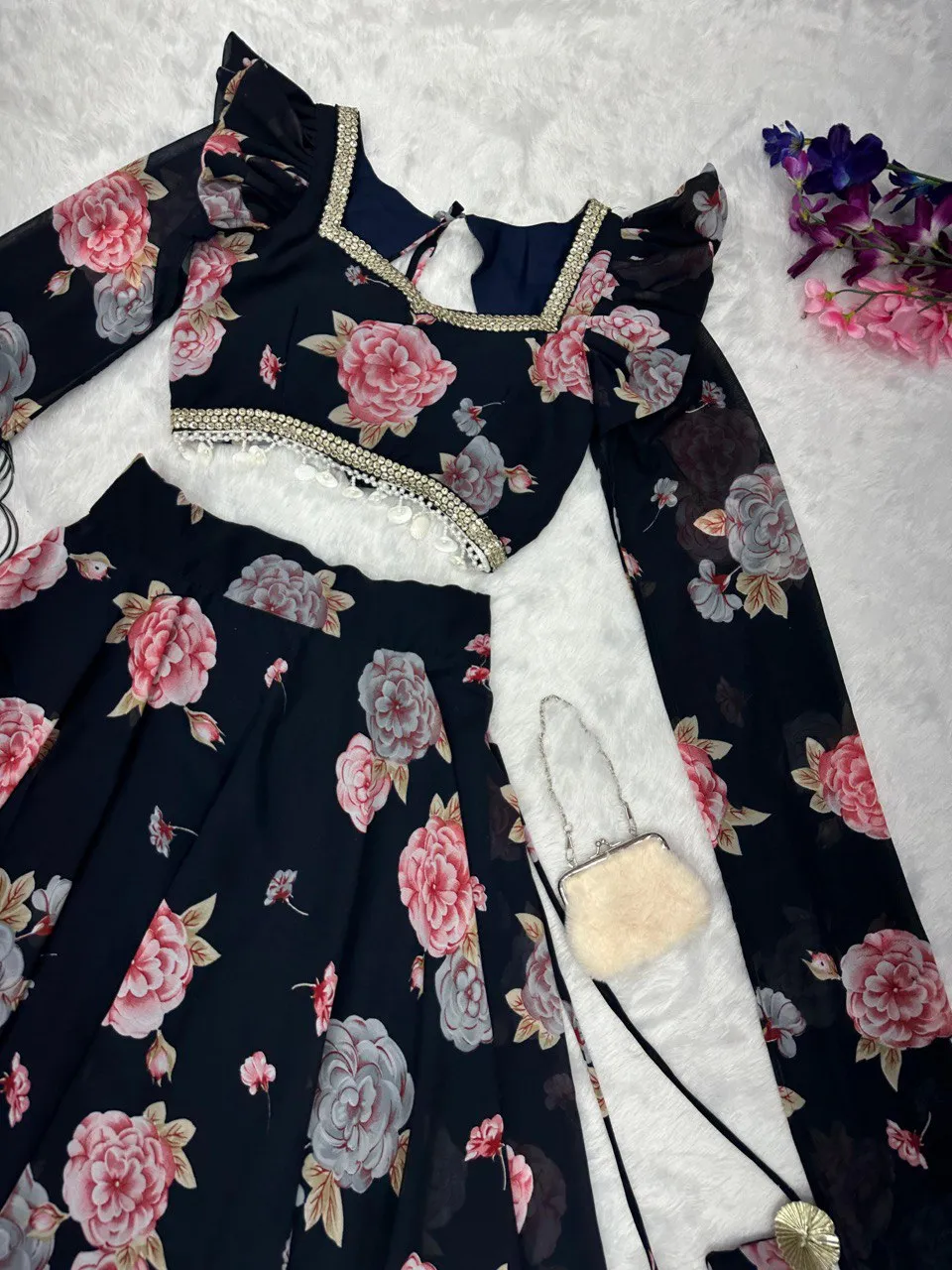 Exquisite Black Real Kalamkari Lehnga with Modern Touch