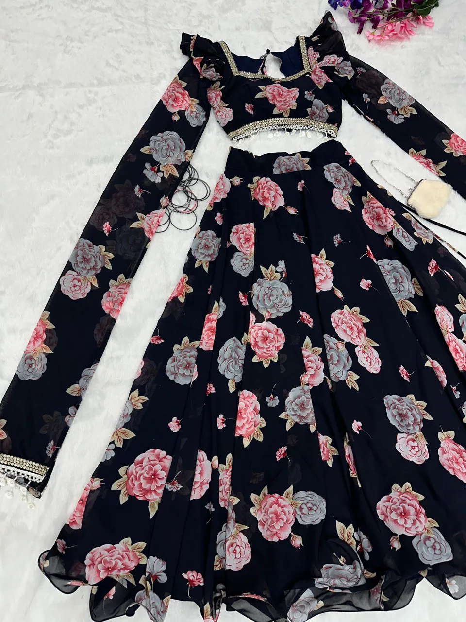Exquisite Black Real Kalamkari Lehnga with Modern Touch