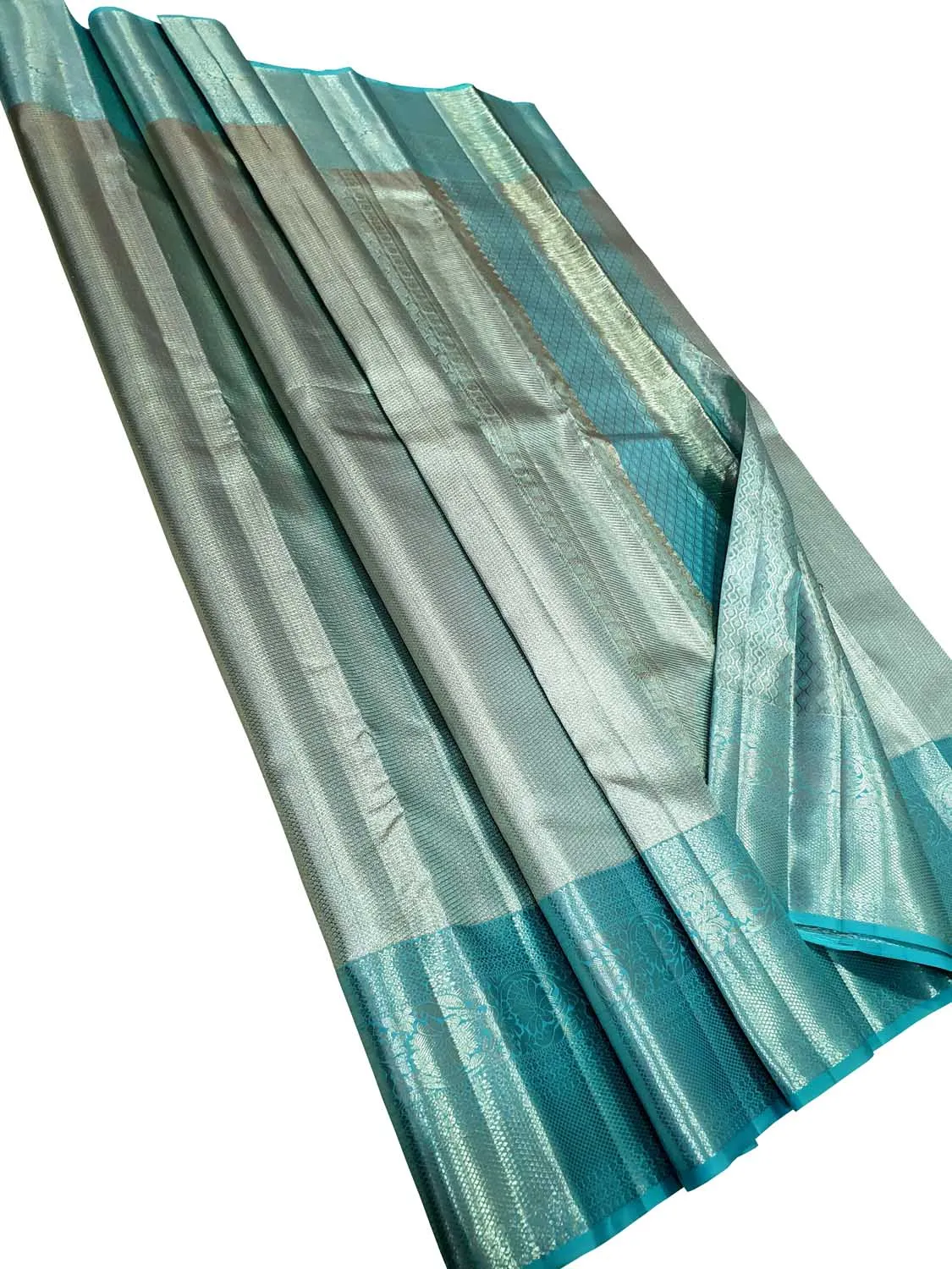 Exquisite Blue Kanjeevaram Handlooms Pure Tissue Silk Saree