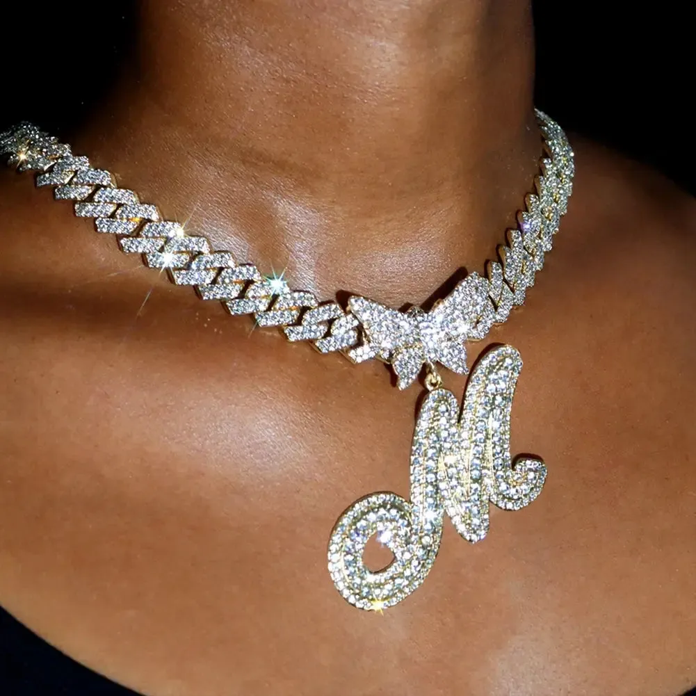 Exquisite Crystal Butterfly & Letter Necklace