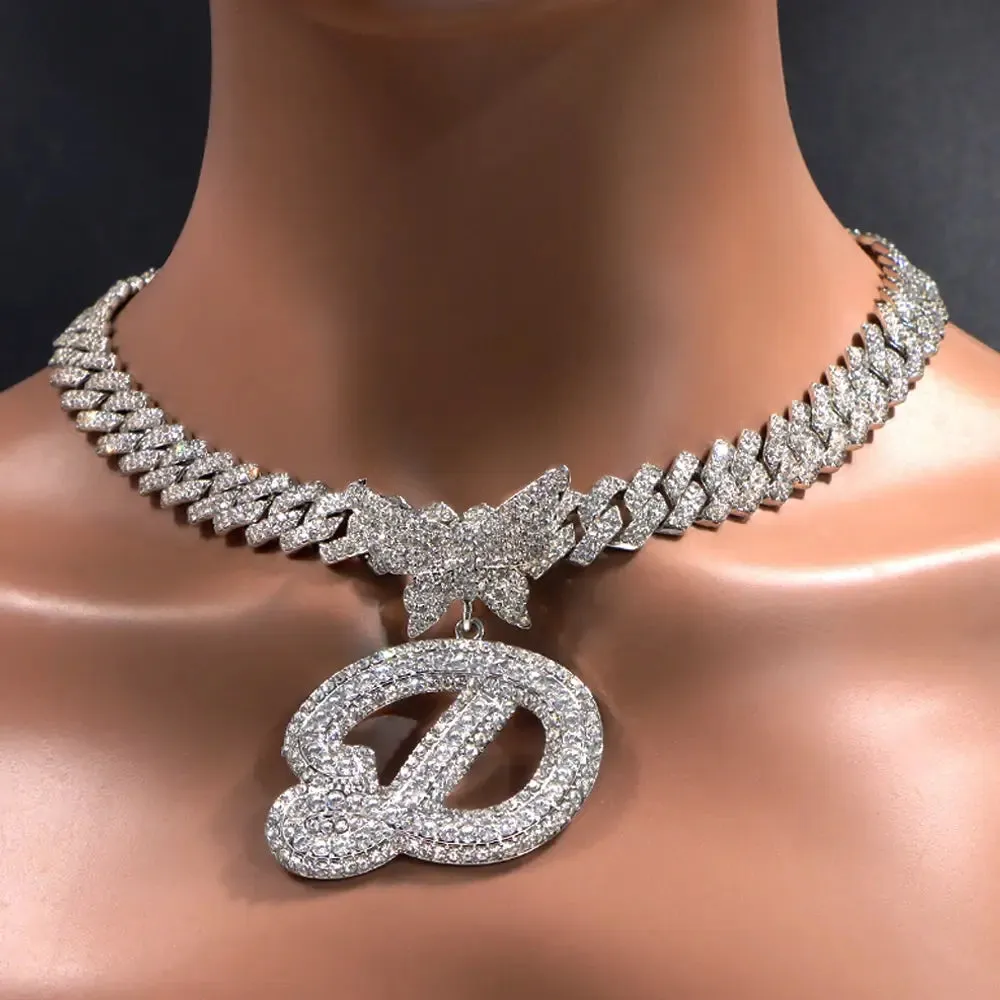 Exquisite Crystal Butterfly & Letter Necklace