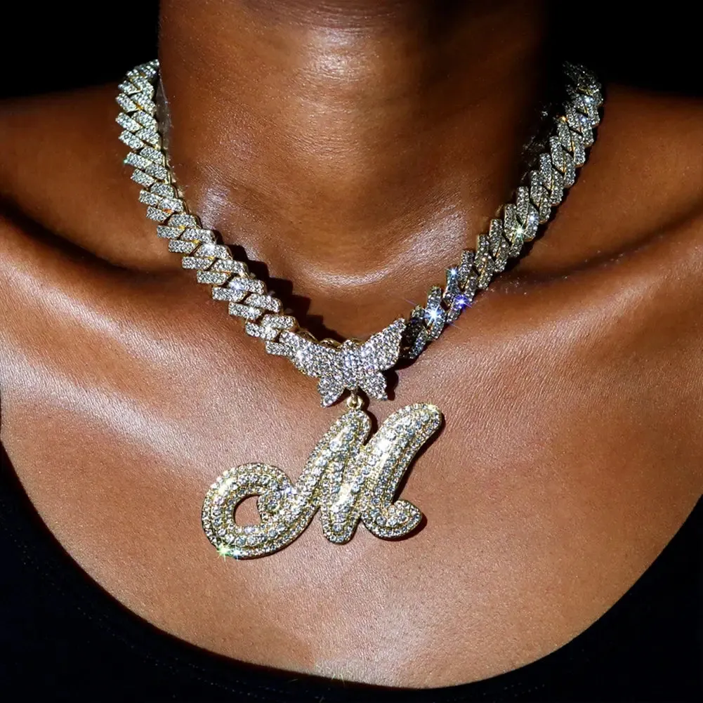 Exquisite Crystal Butterfly & Letter Necklace