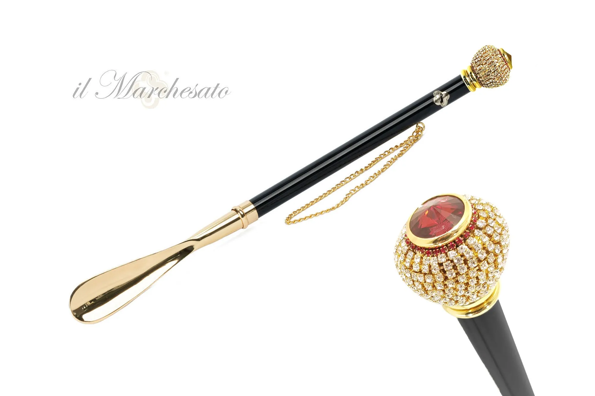 Exquisite Embellishments: 24K Gold-Plated Crystal Shoehorn