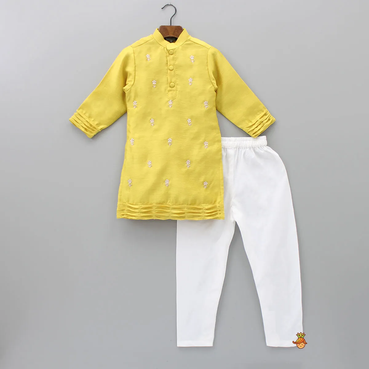 Exquisite Embroidered Pin Tuck Detailed Kurta With Pyjama