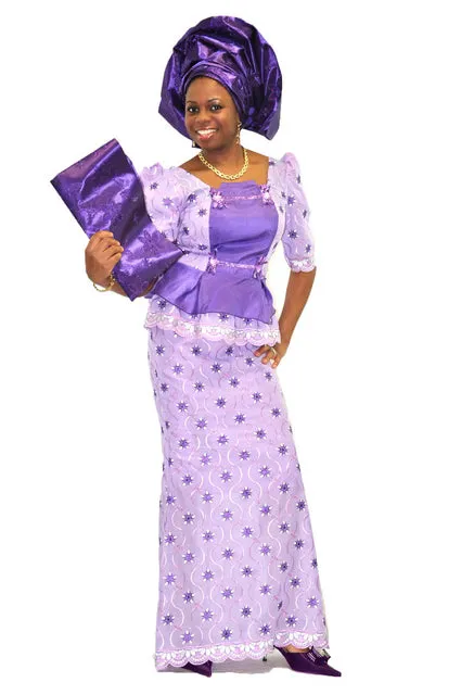Exquisite Purple and Silver Lace Skirt Attire