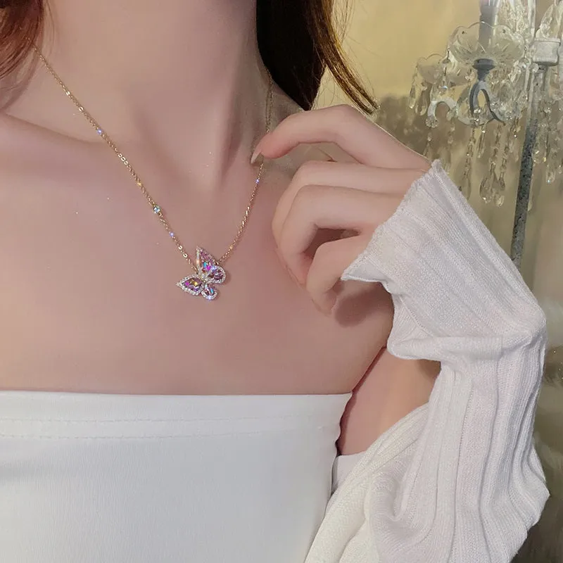 Exquisite Purple Butterfly Pendant Necklace